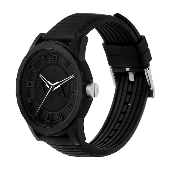 Menâs Armani Exchange Outerbanks Black IP Watch with Black Dial and Cord Bracelet (Model: Ax7159Set)