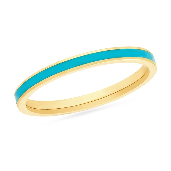 Turquoise Enamel Inlay Ring in 14K Gold