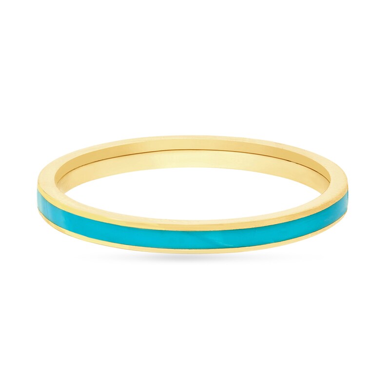 Main Image 3 of Turquoise Enamel Inlay Ring in 14K Gold