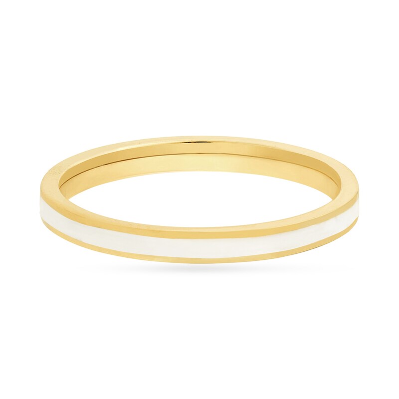 Main Image 3 of White Enamel Inlay Ring in 14K Gold