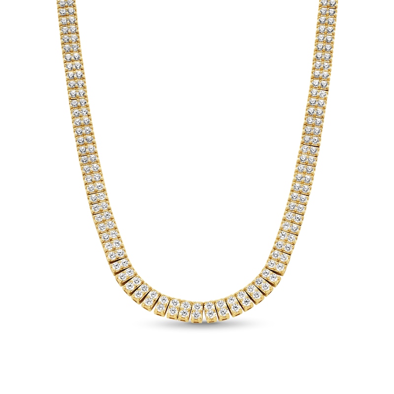 20 CT. T.W. Certified Lab-Created Diamond Duo Tennis Necklace in 10K Gold (F/SI2) - 22"