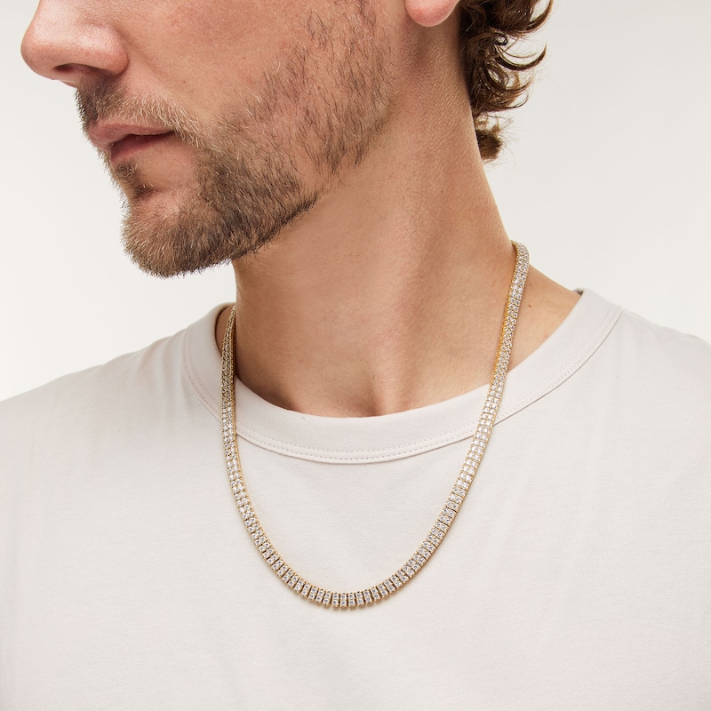 Main Image 2 of 20 CT. T.W. Certified Lab-Grown Diamond Duo Tennis Necklace in 10K Gold (F/SI2) - 22"