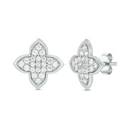 1/3 CT. T.W. Clover-Shaped Multi-Diamond Stud Earrings in 10K White Gold