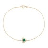 Thumbnail Image 1 of 4.0mm Lab-Created Emerald and White Lab-Created Sapphire Triangle Frame Bracelet in 10K Gold - 7.25"
