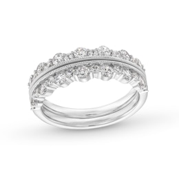 1 CT. T.W. Diamond Scallop Vintage-Style Two Piece Anniversary Band Set in 10K White Gold