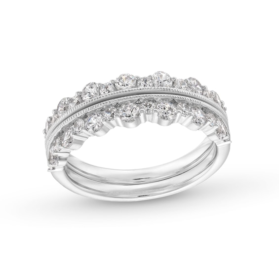 1 CT. T.w. Diamond Scallop Vintage-Style Two Piece Anniversary Band Set in 10K White Gold