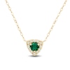 Thumbnail Image 1 of 4.0mm Lab-Created Emerald and White Lab-Created Sapphire Triangle Frame Necklace in 10K Gold - 17"