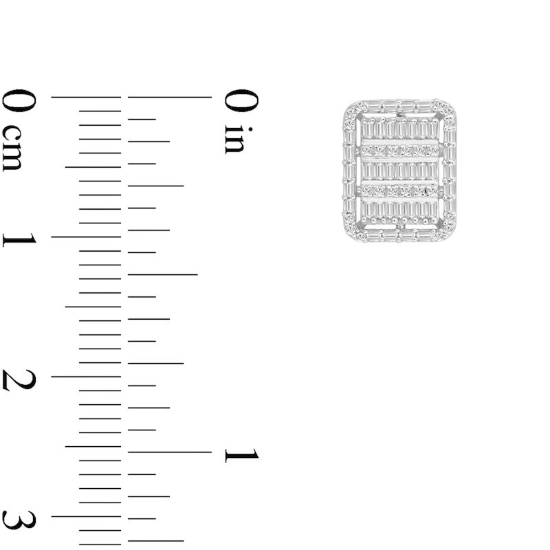Main Image 2 of 1/2 CT. T.W. Rectangle Multi-Diamond Cushion Frame Stud Earrings in 10K White Gold