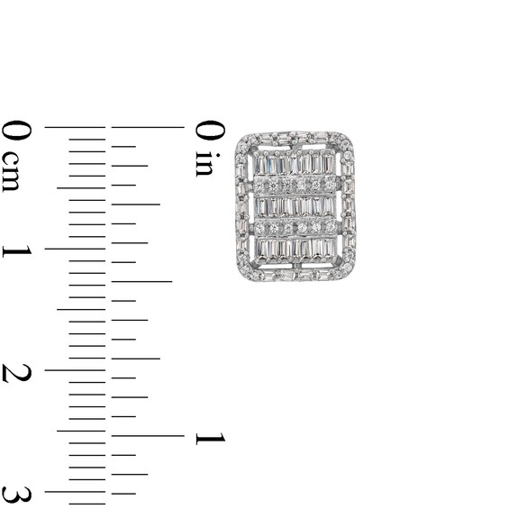 1/2 CT. T.w. Rectangle Multi-Diamond Cushion Frame Stud Earrings in 10K White Gold