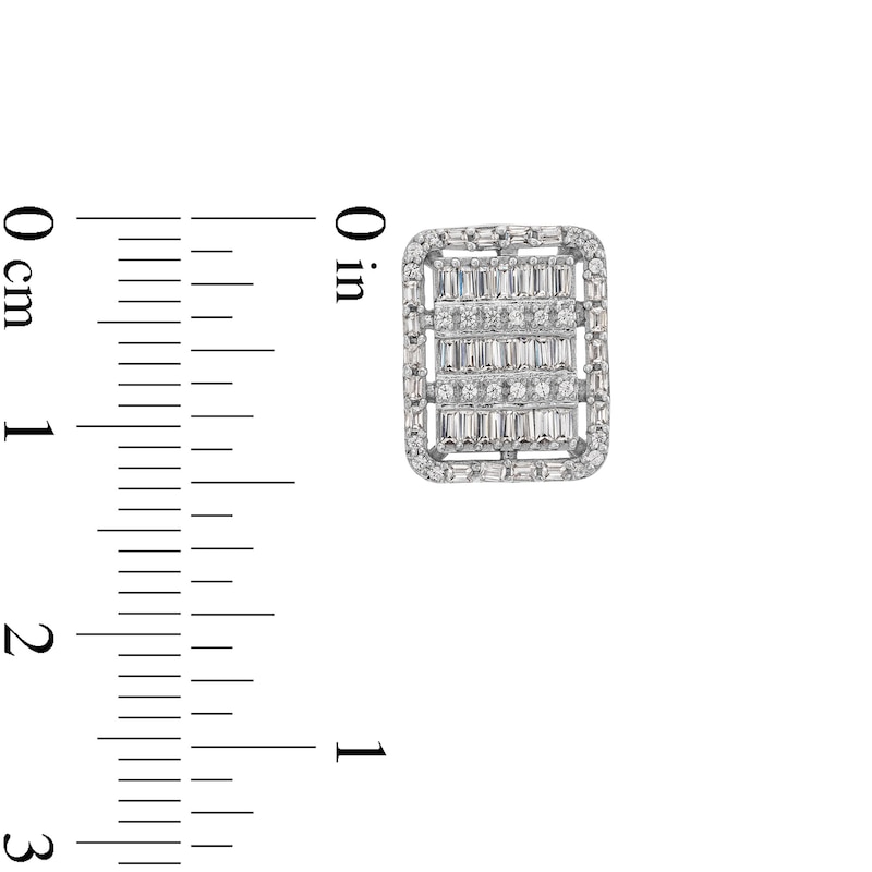 Main Image 3 of 1/2 CT. T.W. Rectangle Multi-Diamond Cushion Frame Stud Earrings in 10K White Gold