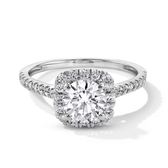 1-1/2 CT. T.w. Certified Lab-Grown Diamond Cushion-Shaped Frame Engagement Ring in 14K White Gold (F/Si2)