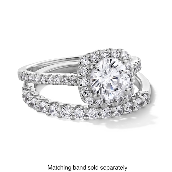1-1/2 CT. T.w. Certified Lab-Grown Diamond Cushion-Shaped Frame Engagement Ring in 14K White Gold (F/Si2)