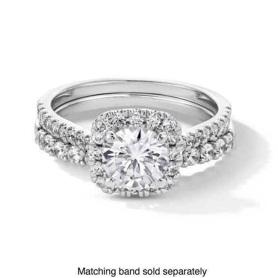 1-1/2 CT. T.w. Certified Lab-Grown Diamond Cushion-Shaped Frame Engagement Ring in 14K White Gold (F/Si2)