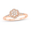 Thumbnail Image 1 of 1/4 CT. T.W. Multi-Diamond Double Flower Frame Collar Promise Ring in 10K Rose Gold
