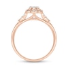 Thumbnail Image 3 of 1/4 CT. T.W. Multi-Diamond Double Flower Frame Collar Promise Ring in 10K Rose Gold