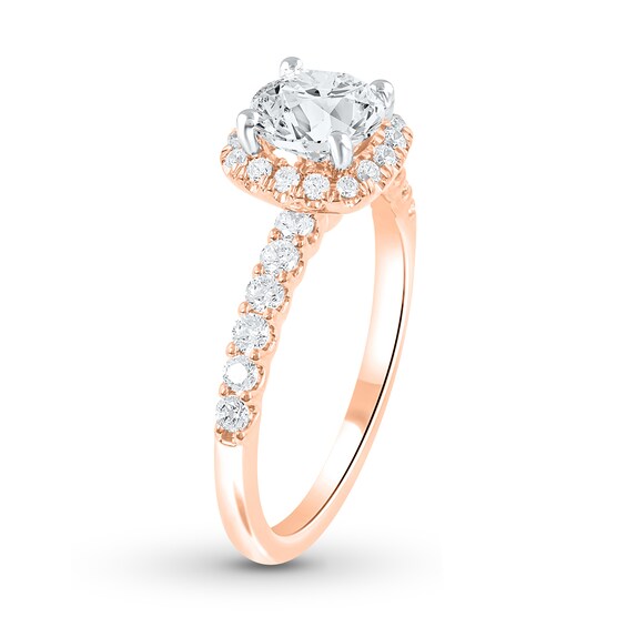 1-1/2 CT. T.w. Certified Lab-Grown Diamond Cushion-Shaped Frame Engagement Ring in 14K Rose Gold (F/Si2)