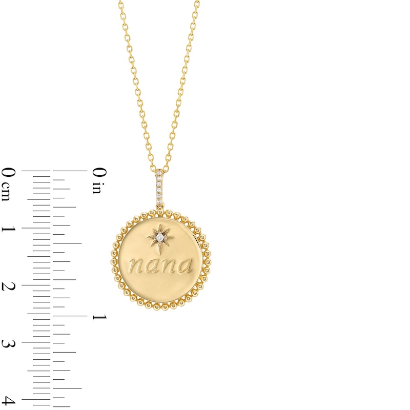 Main Image 3 of Diamond Accent "nana" Star Beaded Frame Medallion Pendant in 10K Gold