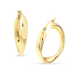 28.0mm Wavy Hoop Earrings in 10K Gold