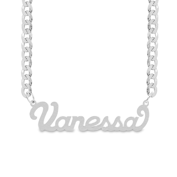 Satin Script Name Necklace in Sterling Silver (1 Line)