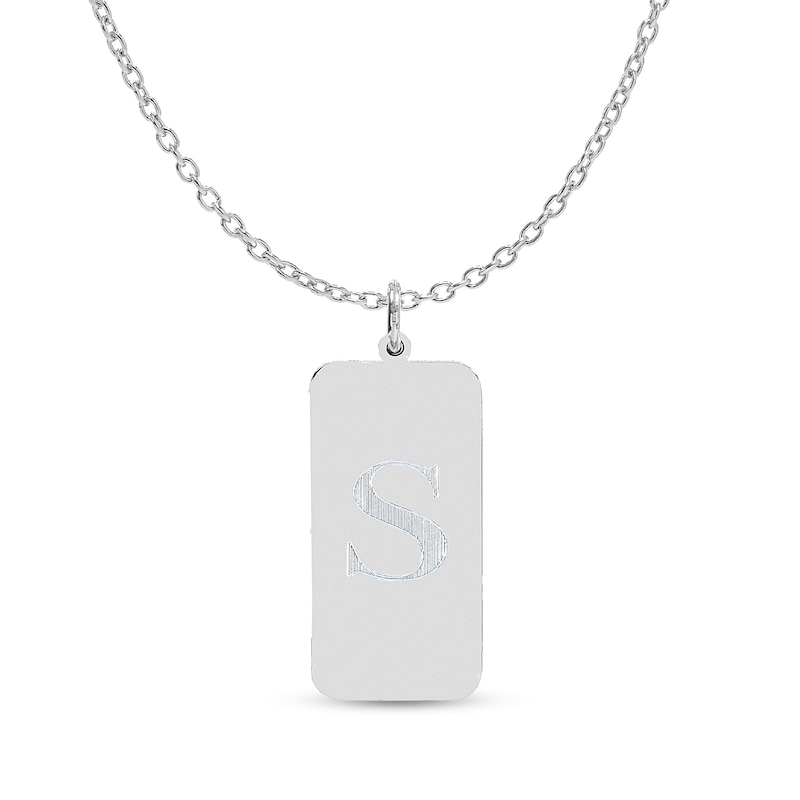 Main Image 1 of Engravable Initial Dog Tag Pendant in Sterling Silver (1 Initial)