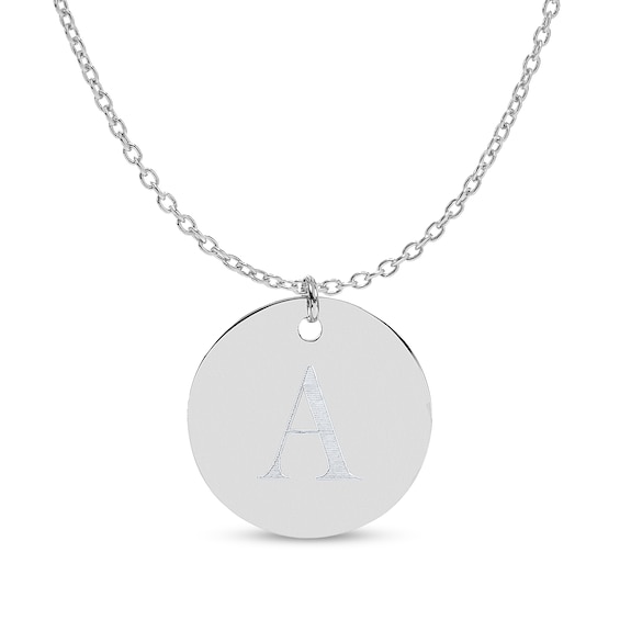 Engravable Initial Disc Pendant in Sterling Silver (1 Initial)