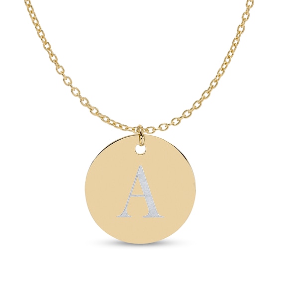 Engravable Initial Disc Pendant in Sterling Silver with 14K Gold Plate (1 Initial)
