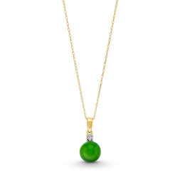 8.0mm Jade and Diamond Accent Pendant in 10K Gold