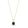 Thumbnail Image 1 of 7.0mm Natural Black Sapphire and White Lab-Created Sapphire Split Bail Pendant in Sterling Silver with 18K Gold Plate