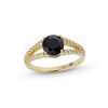 Thumbnail Image 1 of 7.0mm Natural Black Sapphire and White Lab-Created Sapphire Split Shank Ring in Sterling Silver with 18K Gold Plate