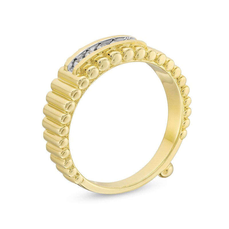 Main Image 3 of 1/8 CT. T.W. Diamond Five Stone Ribbed Anniversary Band in 10K Gold