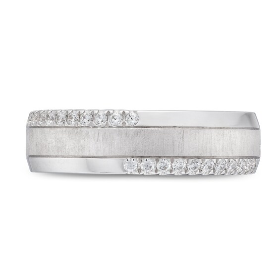 1/4 CT. T.w. Diamond Satin center Bypass Edge Anniversary Band in 10K White Gold