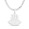 Thumbnail Image 0 of Engravable Name and Number Football Pendant in Sterling Silver (1 Line & Number)