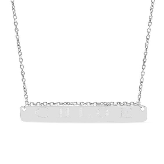 Engravable Name Sliding Bar Pendant in Sterling Silver (1 Line)