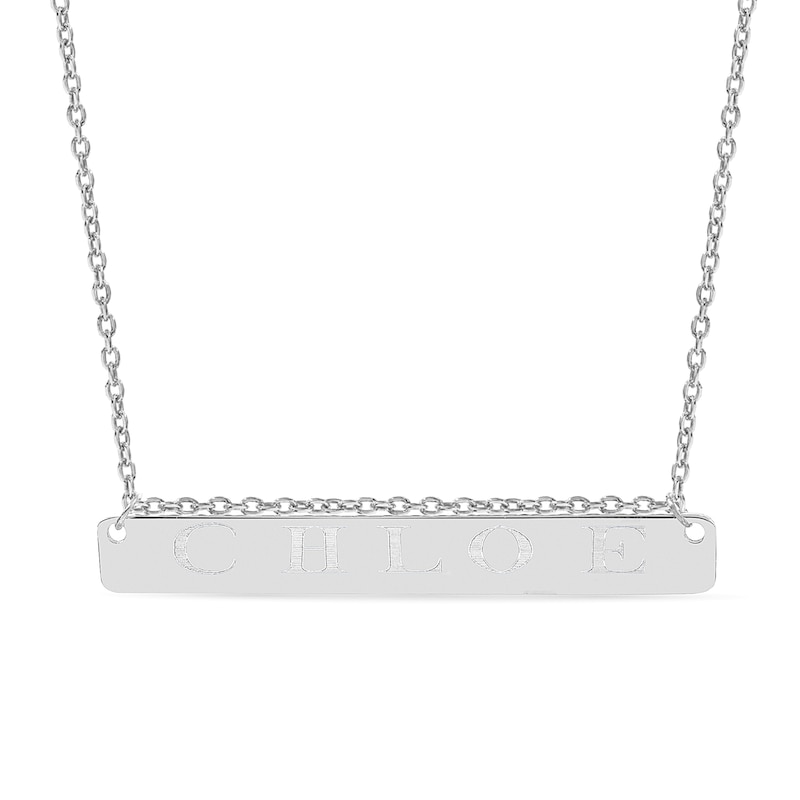 Main Image 1 of Engravable Name Sliding Bar Pendant in Sterling Silver (1 Line)
