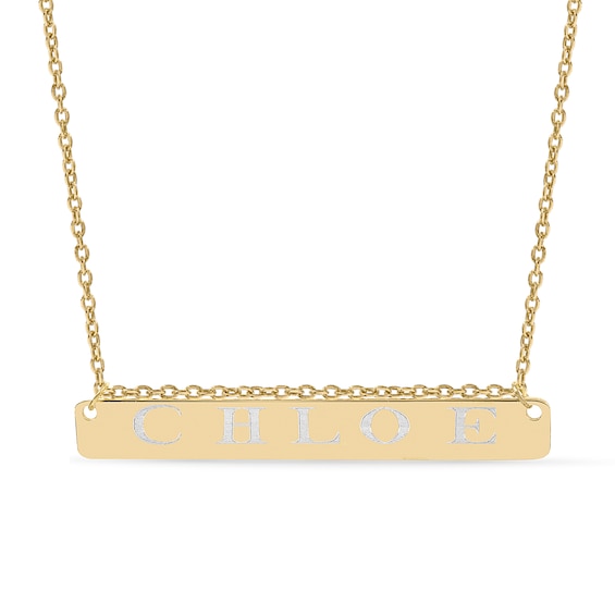 Engravable Name Sliding Bar Pendant in Sterling Silver with 14K Gold Plate (1 Line)