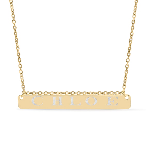 Engravable Name Sliding Bar Pendant in Sterling Silver with 14K Gold Plate (1 Line)