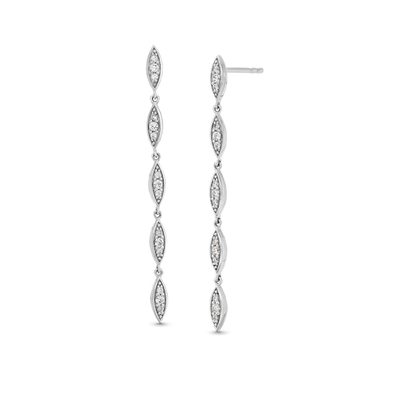 1/4 CT. T.w. Marquise Multi-Diamond Linear Drop Earrings in 10K White Gold