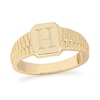 Thumbnail Image 1 of Engravable Initial Mesh Shank Octagonal Signet Ring in Sterling Silver with 14K Gold Plate (1 Initial)