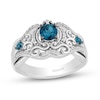 Thumbnail Image 0 of Enchanted Disney Cinderella London Blue Topaz and 1/6 CT. T.W. Diamond Ornate Carriage Ring in Sterling Silver