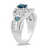 Thumbnail Image 1 of Enchanted Disney Cinderella London Blue Topaz and 1/6 CT. T.W. Diamond Ornate Carriage Ring in Sterling Silver