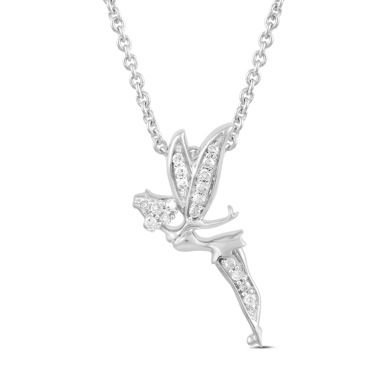 Main Image 1 of Enchanted Disney Tinker Bell 1/10 CT. T.W. Diamond Pendant in Sterling Silver - 19"