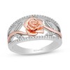 Thumbnail Image 1 of Enchanted Disney Belle 1/5 CT. T.W. Diamond Rose Open Shank Ring in Sterling Silver and 10K Rose Gold