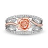 Thumbnail Image 4 of Enchanted Disney Belle 1/5 CT. T.W. Diamond Rose Open Shank Ring in Sterling Silver and 10K Rose Gold