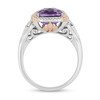 Thumbnail Image 2 of Enchanted Disney Ariel Cushion-Shaped Amethyst and Diamond Frame Split Shank Ring in Sterling Silver and 10K Rose Gold
