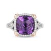 Thumbnail Image 3 of Enchanted Disney Ariel Cushion-Shaped Amethyst and Diamond Frame Split Shank Ring in Sterling Silver and 10K Rose Gold