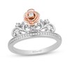 Thumbnail Image 1 of Enchanted Disney Belle 1/10 CT. T.W. Diamond Rose Crown Ring in Sterling Silver and 10K Rose Gold