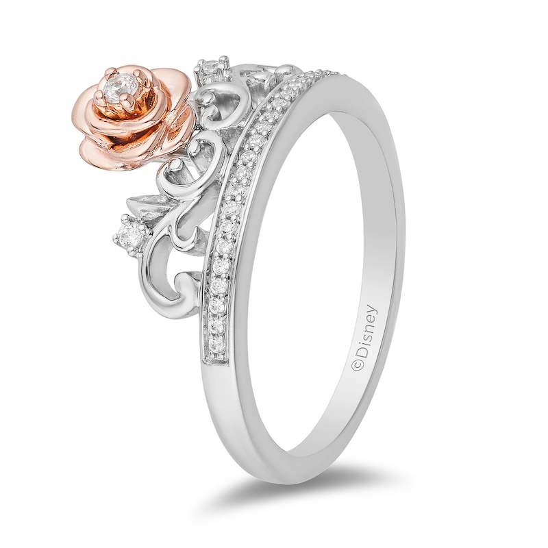 Main Image 2 of Enchanted Disney Belle 1/10 CT. T.W. Diamond Rose Crown Ring in Sterling Silver and 10K Rose Gold