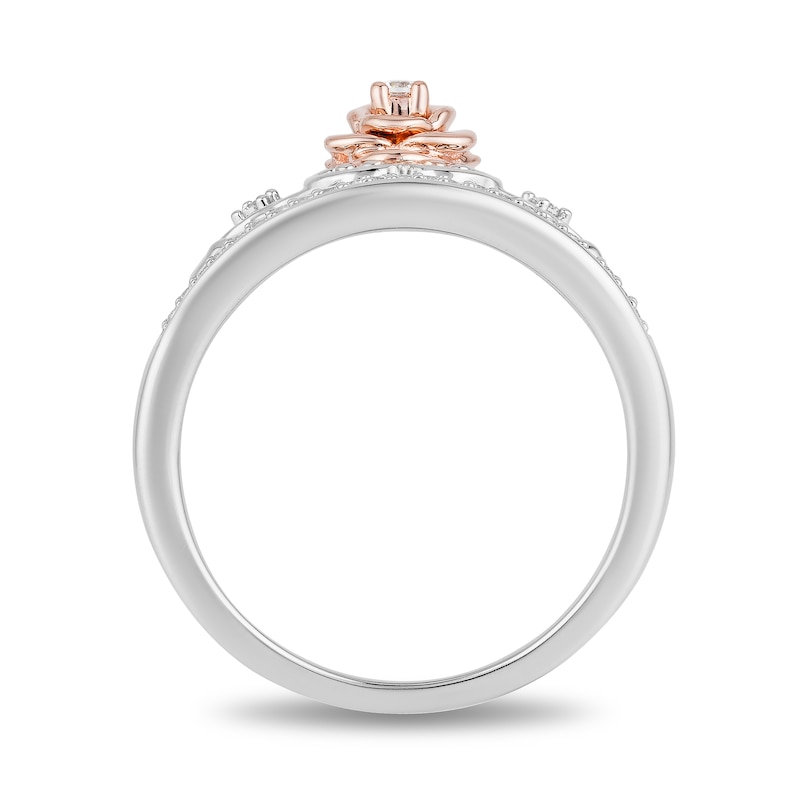Main Image 3 of Enchanted Disney Belle 1/10 CT. T.W. Diamond Rose Crown Ring in Sterling Silver and 10K Rose Gold
