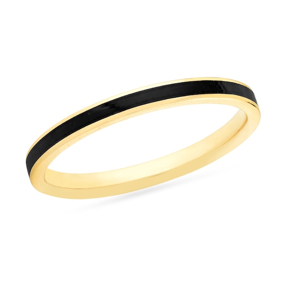 2.0mm Black Enamel Stackable Ring in 14K Gold