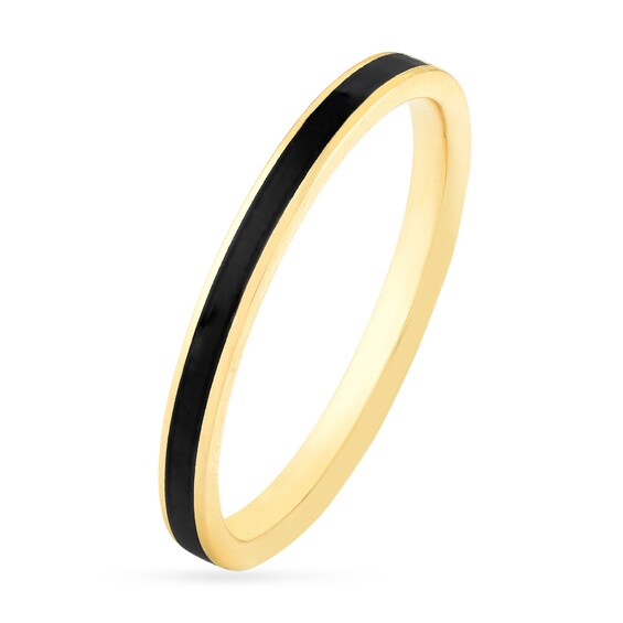 2.0mm Black Enamel Stackable Ring in 14K Gold